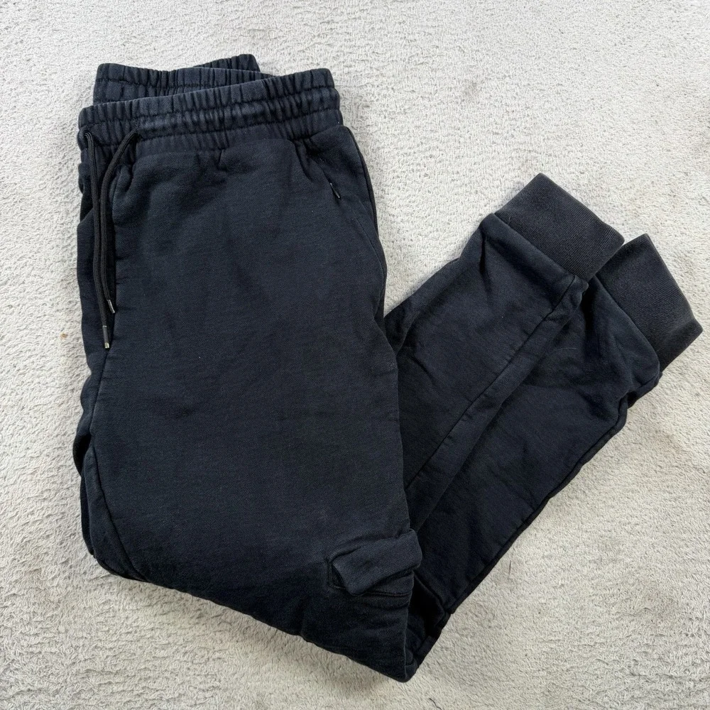 Gymshark Joggers Mens Large Black Cargo Gym Drawstring Stretch Fleece Sweatpants